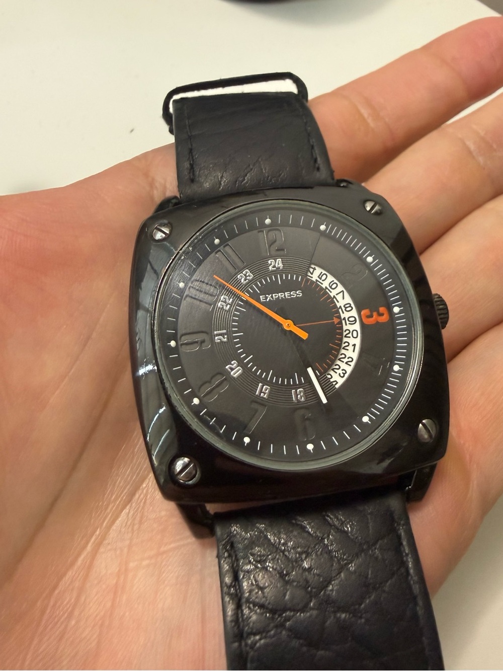 Express Black Watch with Orange Accents